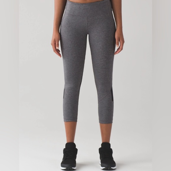 lululemon athletica Pants - Lululemon Pace Rival Crop Heathered Black/Heathered Slate